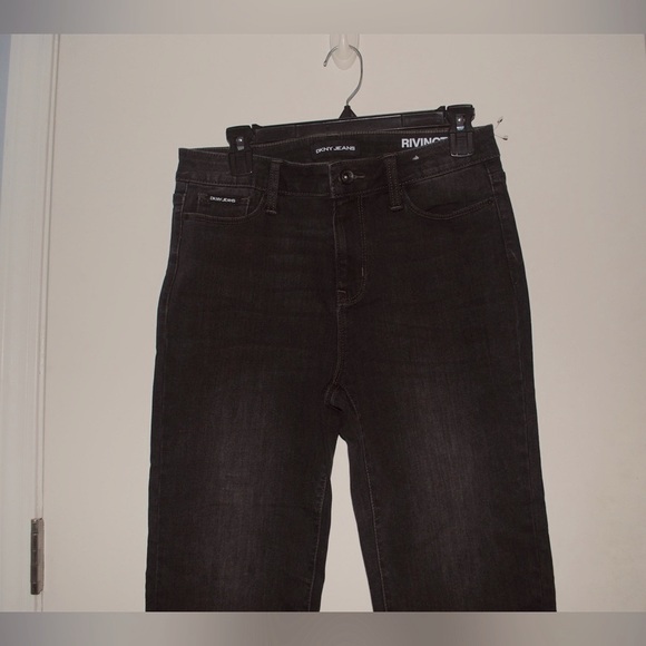 DKNY Black Slim Straight Crop Jeans w/raw hem. Never worn. Does not have tags. - Picture 2 of 5